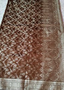 Elegant Brown &amp; Silvernew silk  Saree