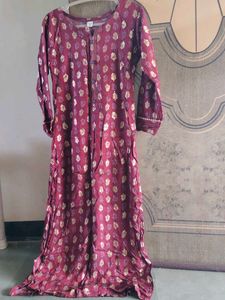 Maroon Leaf Print Kurta