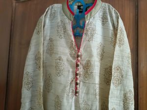 Gold Colour Kurti With Embroidery