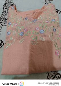 Peach Embroidered Kurta