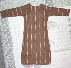 Stylish Brown Embroidered Kurta Set