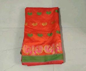 Vibrant Orange Saree