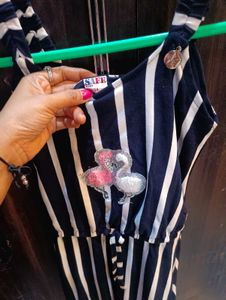 Girls Striped Dress with Flamingo Applique