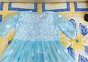 Beautiful Blue Chikankari Kurti
