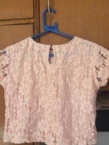Pink Floral Lace Top