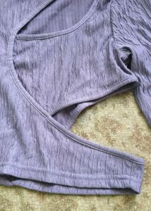 Purple Cut-Out Long Sleeve Top