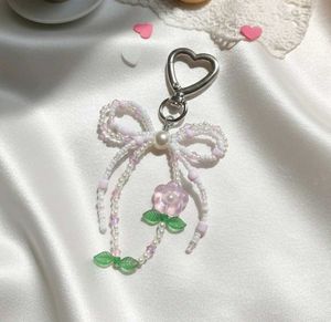 y2k Beaded Bow & Rose bag charm