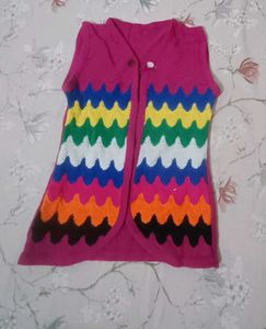 Boho Rainbow Zig Zag Sleeveless Cardigan