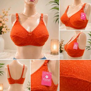 Floret Orange Lace Bra
