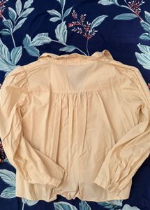 Sheer Button-Up Blouse with Eyelet Detail
