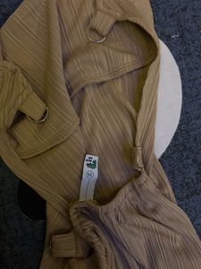 Ribbed Midi Dress with Tie Sleeves