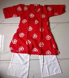 (New) Red Round Kurta Pair