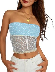 19279. Sheer Floral Lace Tube Top