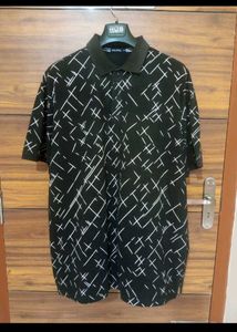 Men's Black Graphic 6xl Polo T-Shirt