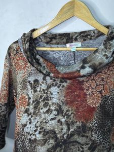 Stylish Cowl Neck Print Tunic
