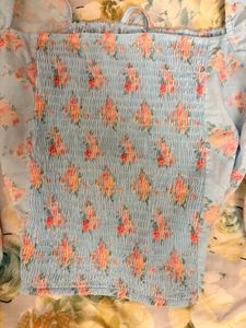 Blue Floral Puff Sleeve Top