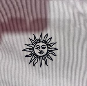 ✨ White Ribbed Sun Graphic Crop Top ✨