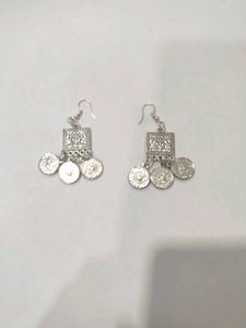 Bohemian silver drop earrings