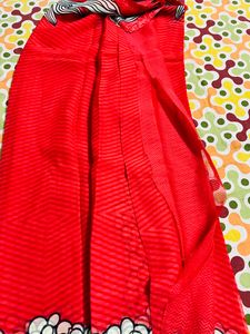 New Red Saree With Blouse Piece