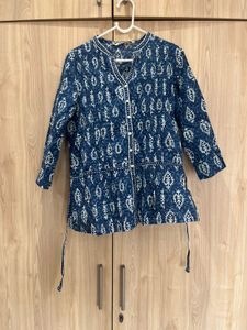 Siyahi Blue & White Print Tunic