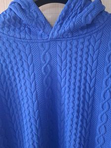 Oversize style Blue Cable Knit Hoodie