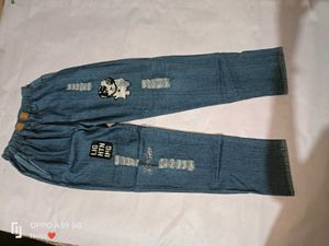 Embroidered Denim Joggers with Elastic Wais