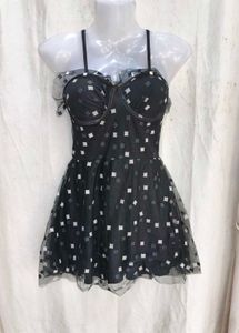 27158. Cute Black &amp; White Polka Dot romper