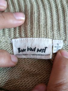 Beige Puff Sleeve Knit Sweater