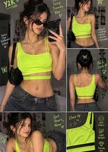 Neon One-Shoulder Cutout Crop Top