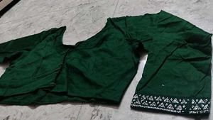 Elegant Green Blouse with Silver Border