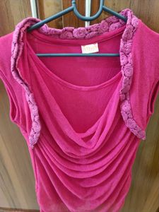 Chic Pink Drape Neck Top