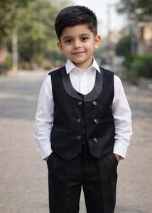 Black 2 Pc Suit Inner Jacket & Pant