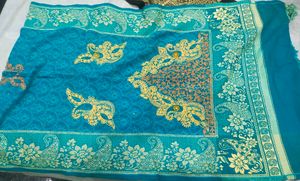 Exquisite woollen Black shawl or stall with Golden