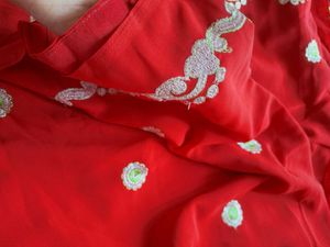Elegant Red Embroidered Saree