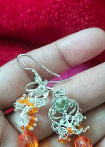 Beautiful Heart Shaped Orange Earrings