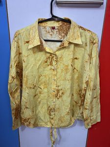 Yellow Tie-Front Printed Shirt
