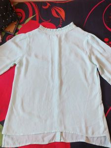 Mint Green Ruffle Collar Blouse