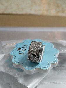 Sparkling Silver Ring with Monogram Detail