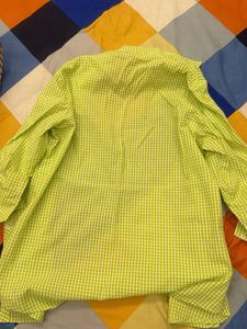 Lime Green Gingham Button-Up Shirt