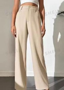 Chic Beige Wide-Leg Pants 3 pcs