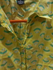 Yellow Sleeveless Printed Top