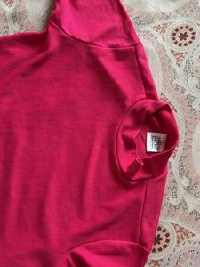 Hot Pink Mock Neck Cropped Top