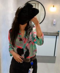 Abstract Print V-Neck Blouse