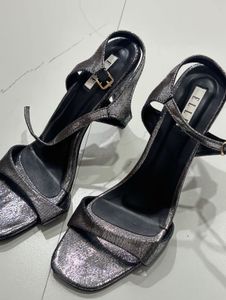 Sparkling Silver Block Heels
