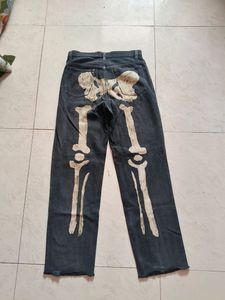 Straight Fit Skeleton Designed Denim Jeans 🦴💀