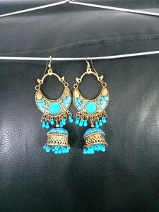 Antique Long Blue Stone Earring