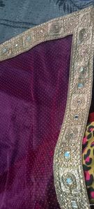 net dott saree with mirror work border