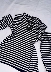 Chic Striped Cold Shoulder Top