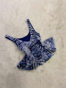 Boho Blue Floral Smocked Button-Up Top