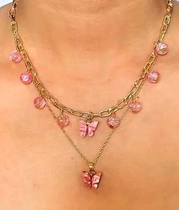 Double Layer Butterfly Necklace